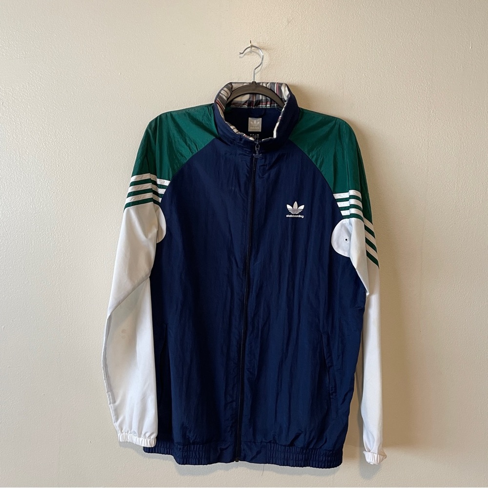 Adidas Men's Blue and White Windbreaker